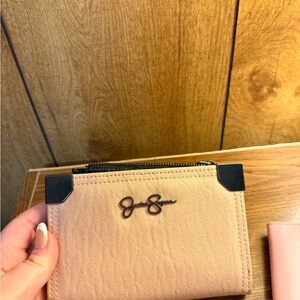 Beige Leather Wallet with Signature Detail